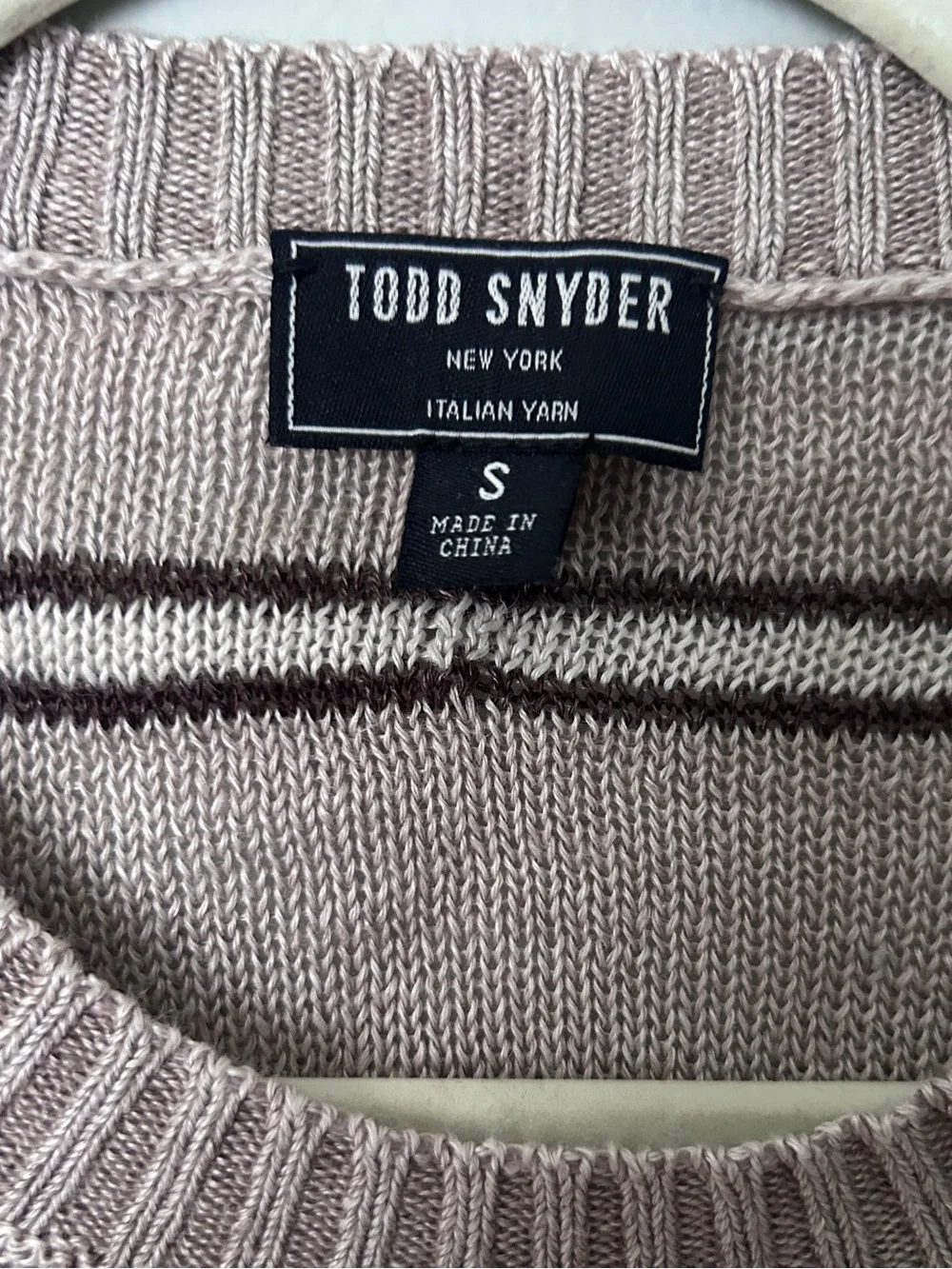 Todd Snyder Linen Sweater Striped Crewneck Brown Tan Old Money Quiet Luxury S